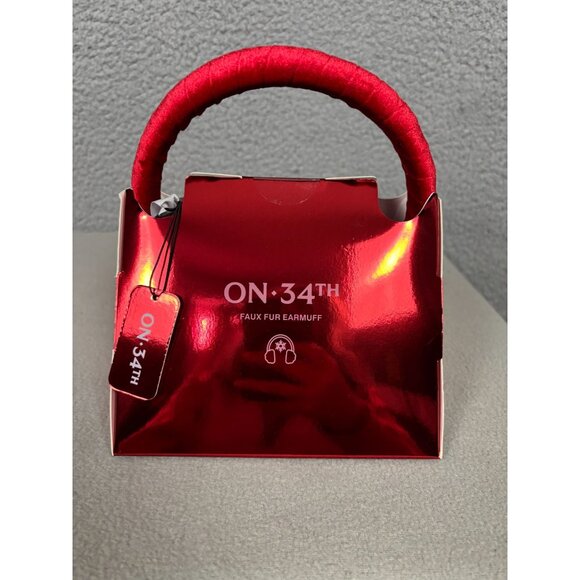 ON 34TH Women's Faux Fur Earmuffs Red One Size Cute & Cozy Gift Box NWT's - Picture 2 of 7
